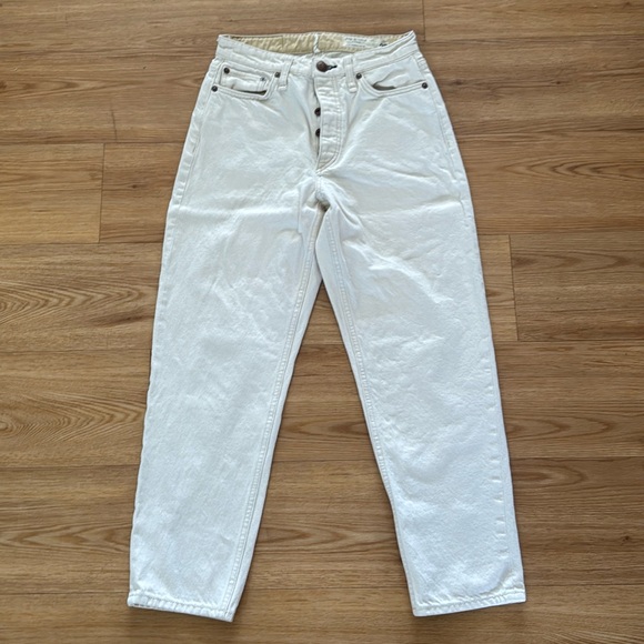 Rag & Bone Womens Alissa High Rise Barrel Jeans 25 White Cream Cotton Button Fly - Picture 1 of 9